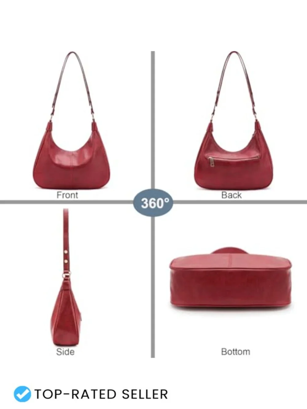 Ultra Soft Foldable Vegan Leather Crossbody Hobo Handbag